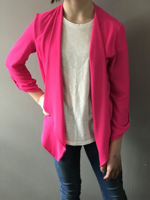 hot pink cardigan