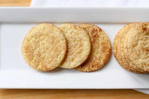 Snickerdoodles on a white plate.