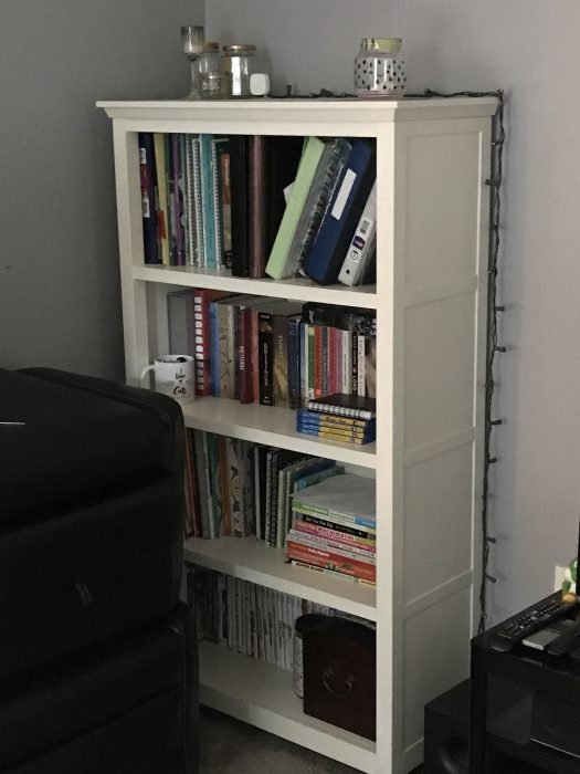 pottery barn white bookshelf