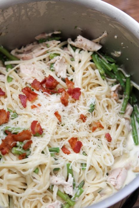 Cooks Country fettuccine with bacon and asparagus