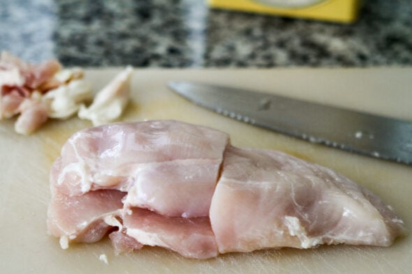 how to cut up large chicken breasts
