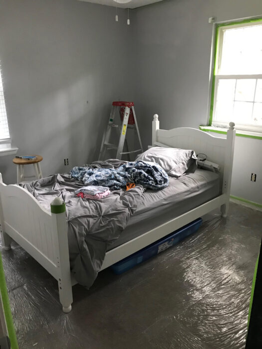 Zoe's room being painted gray