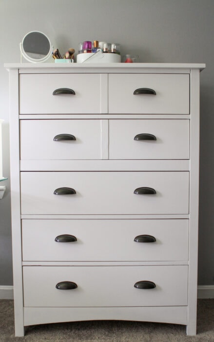 Goodwill dresser painted white