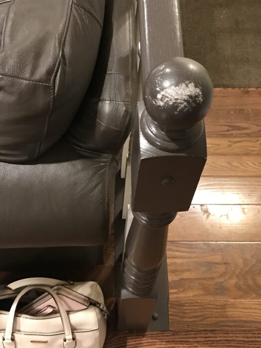 gray painted railing