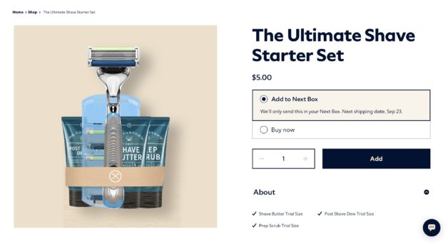 dollar shave club starter kit.