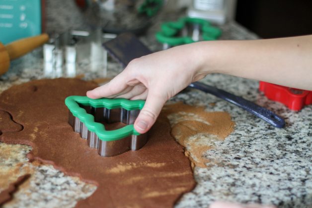 cutting out cinnamon applesauce ornaments