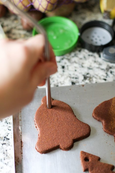 straw to poke hole in applesauce ornament