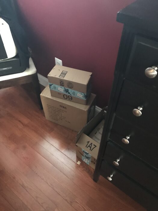 unwrapped Christmas presents