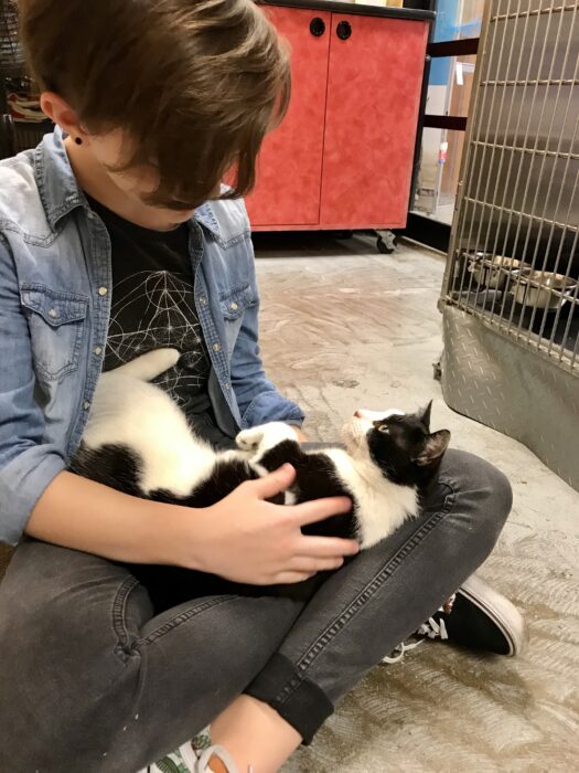 Zoe with rescue cat