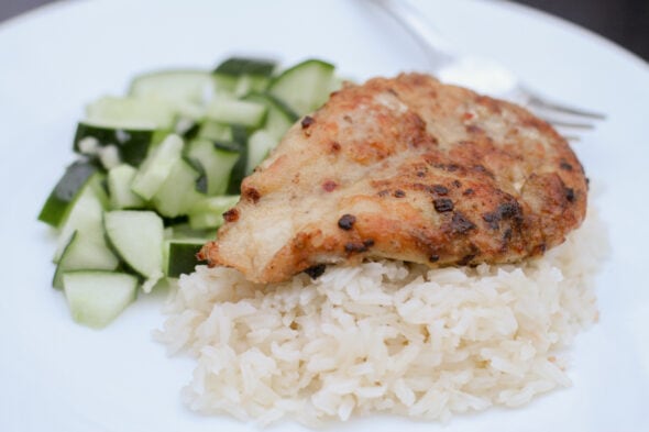 Dinnerly jerk chicken with coconut rice