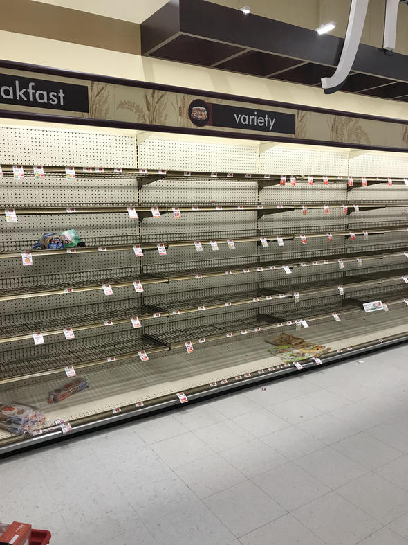 empty bread aisle from coronavirus
