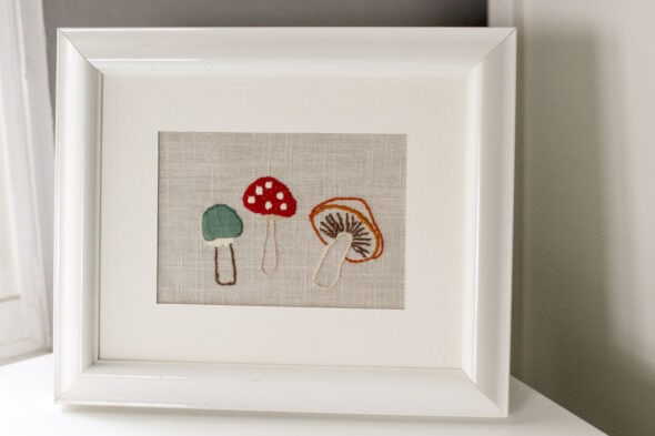 framed mushroom embroidery