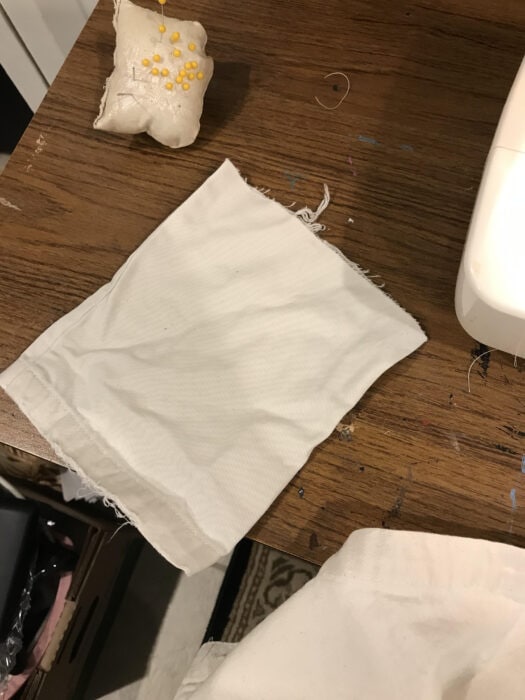 khaki pant leg for mending