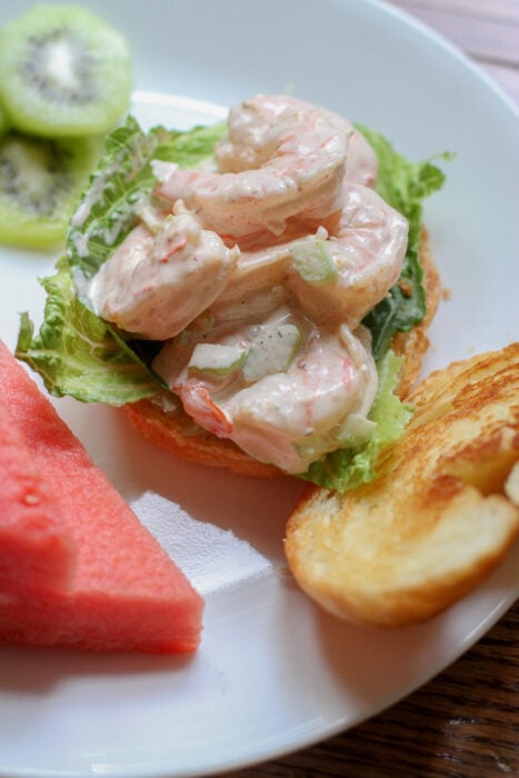 shrimp salad croissant sandwiches.