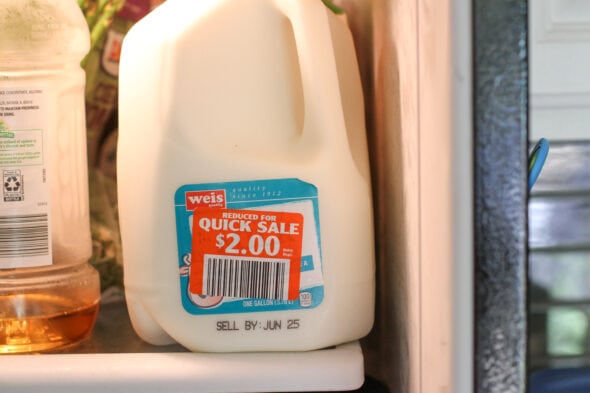 marked-down gallon of milk