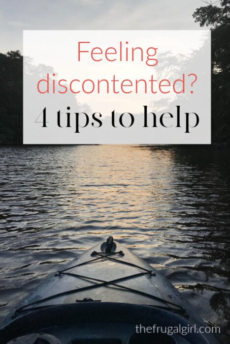 Canoe with text overlay that says 4 ways to feel contented.