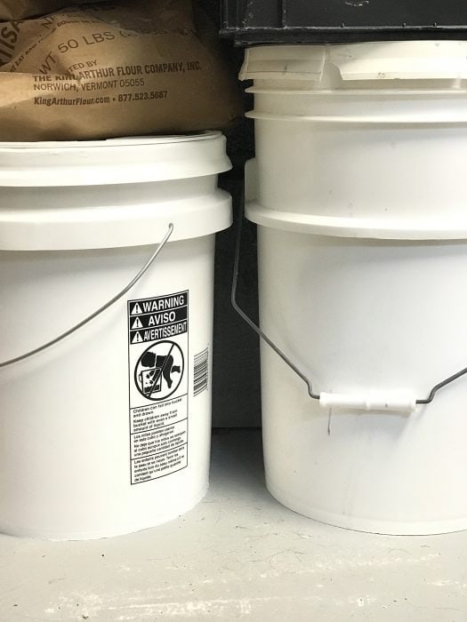 white food storage buckets