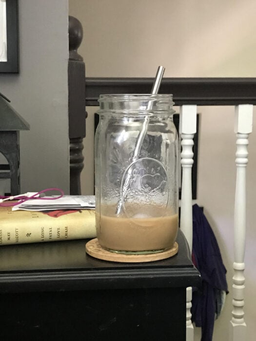 iced coffee in Mason jar