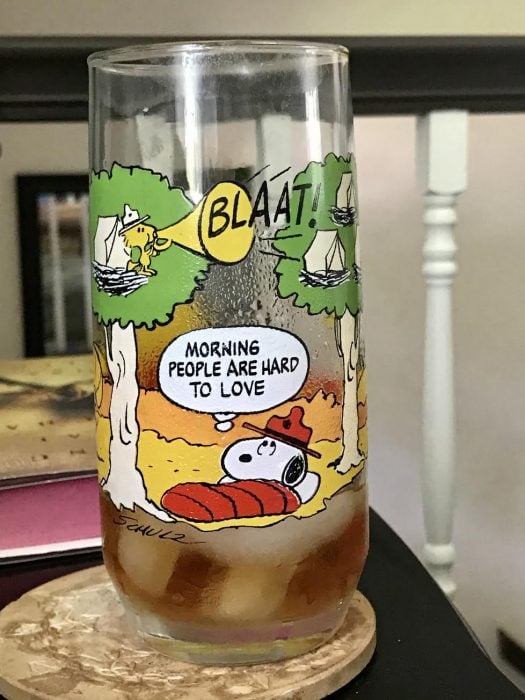 McDonalds Snoopy camping drinking glass