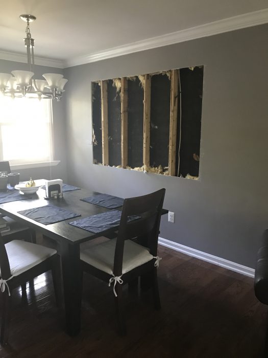 hole cut in dining room walls
