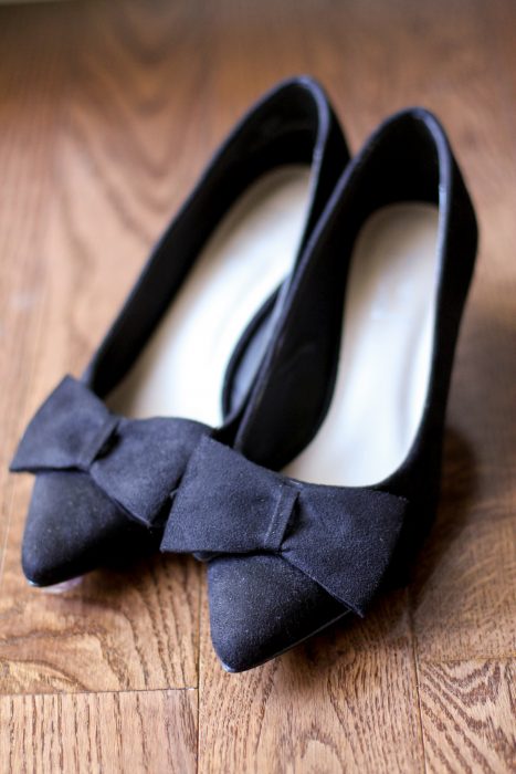 black pumps with bows