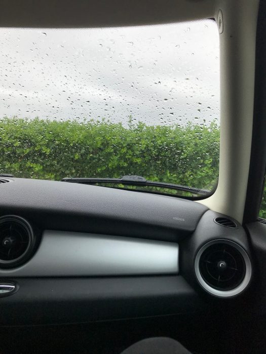 rainy windshield view
