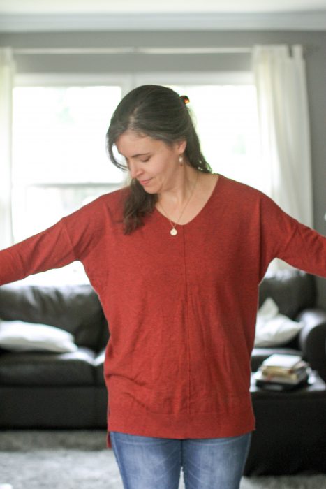 Kristen in red sweater