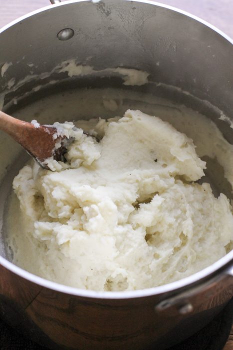 mashed potatoes in All-Clad pot