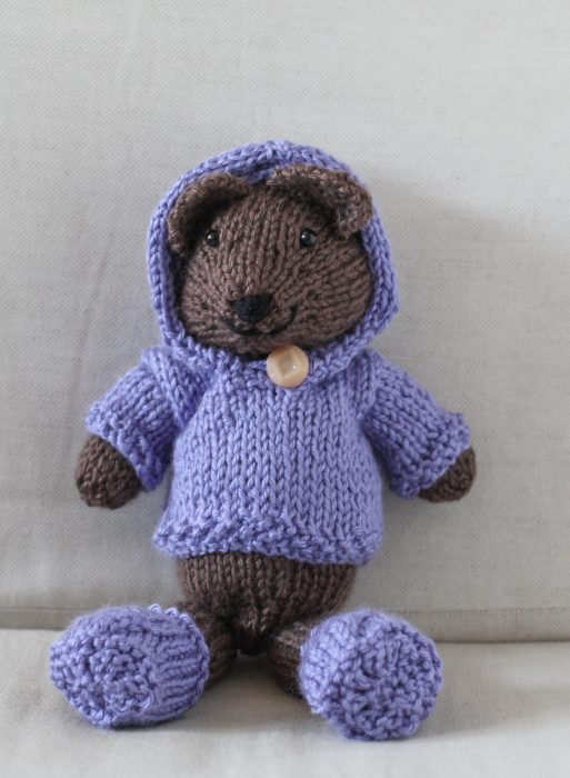 knitted bear in hoodie