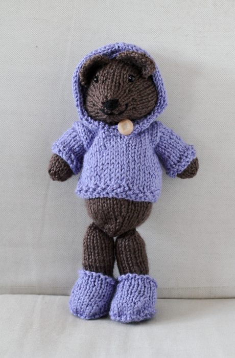 knitted bear with hoodie