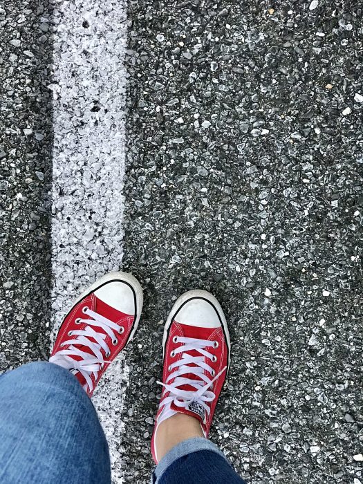 red Converse low-tops from eBay