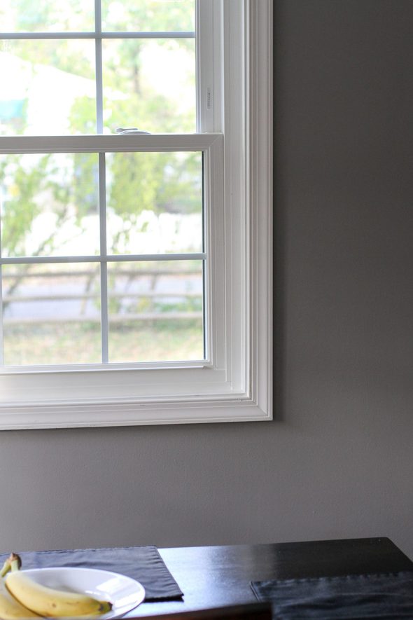 window in gray dining room