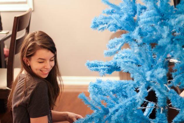 Lisey with a blue tree