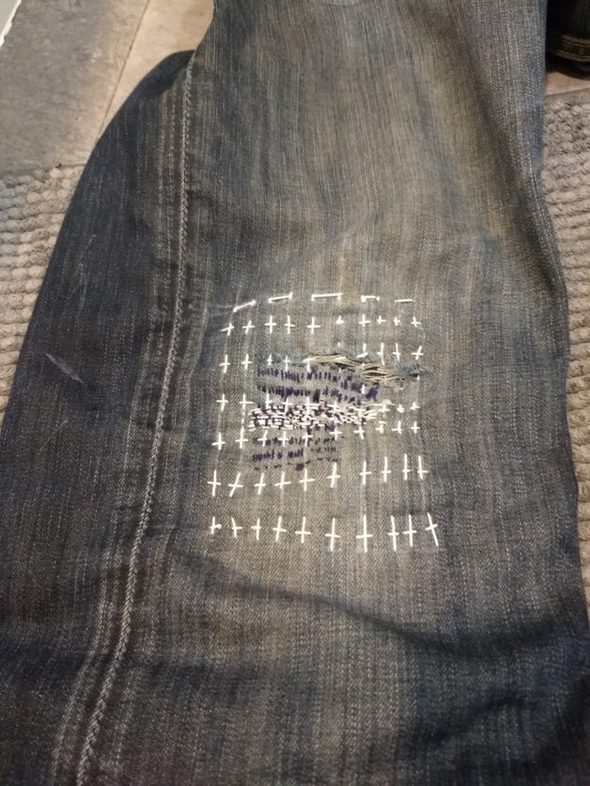 hand-sewn knee patch