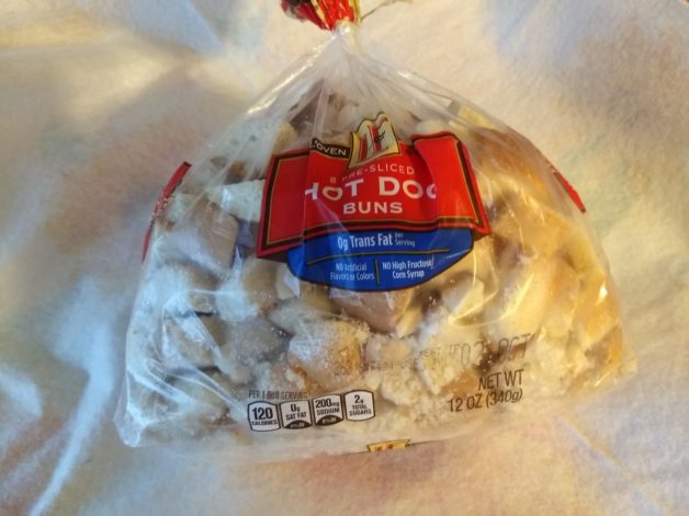 bread cubes saved in a freezer bag.