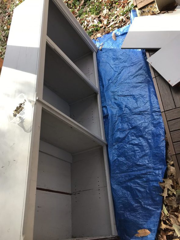 bookshelf before sanding