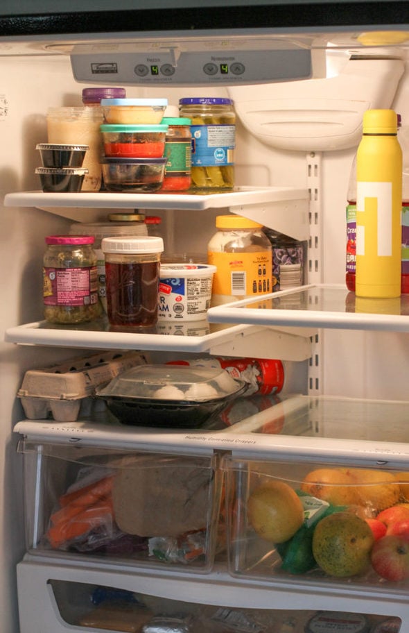 Kristen's empty fridge.