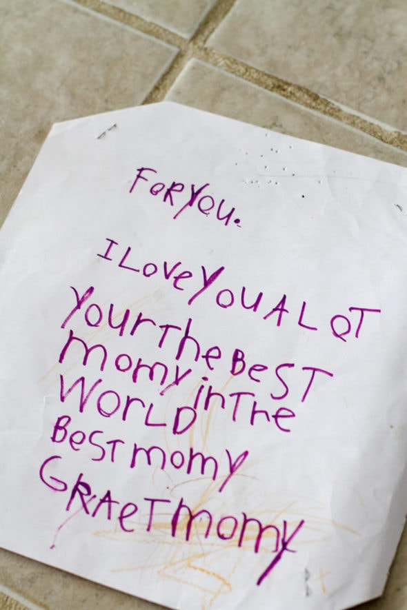 An "I love you" note from Lisey.