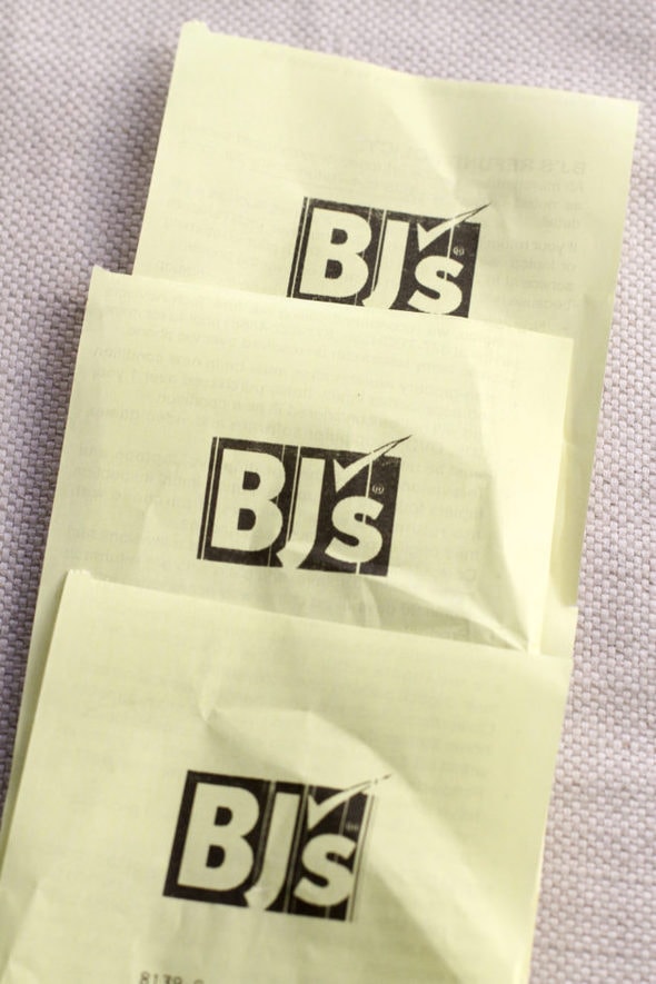 BJ's Warehouse Club receipts