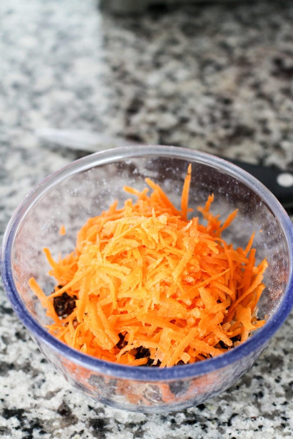 Carrots in a bowl of oatmeal.