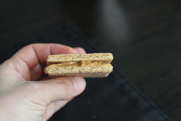 peanut butter between two graham crackers.