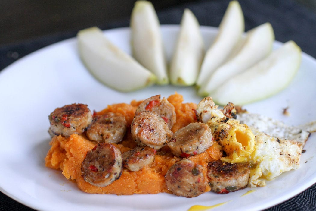 Sweet potato with browned sausage