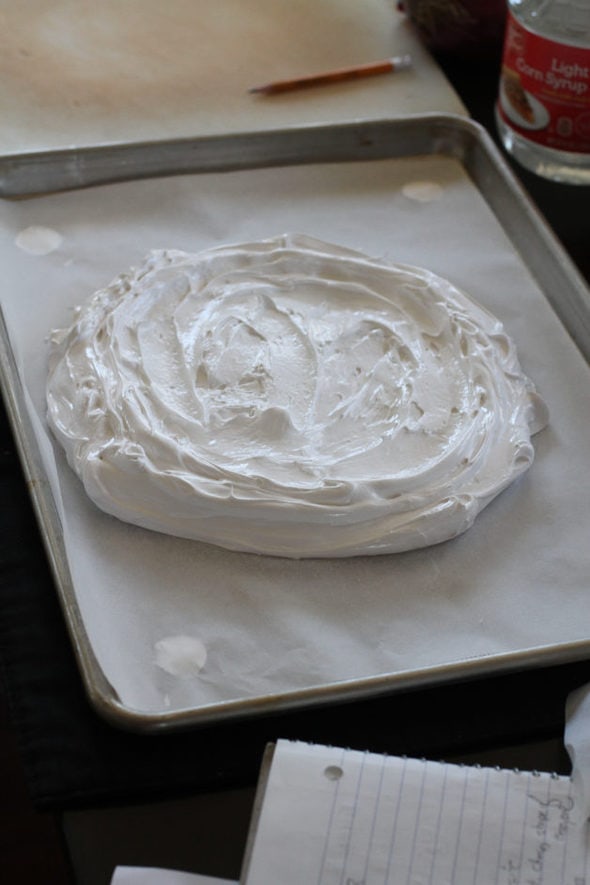 Pavlova meringue before baking