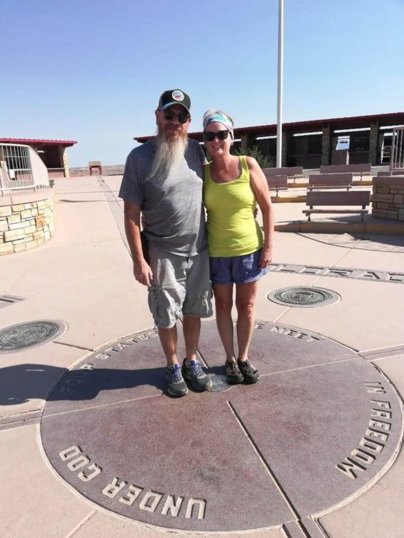 Sarah and her husband at the four corners.