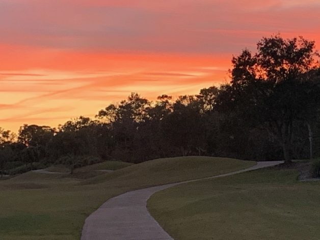 Walking path at sunset.