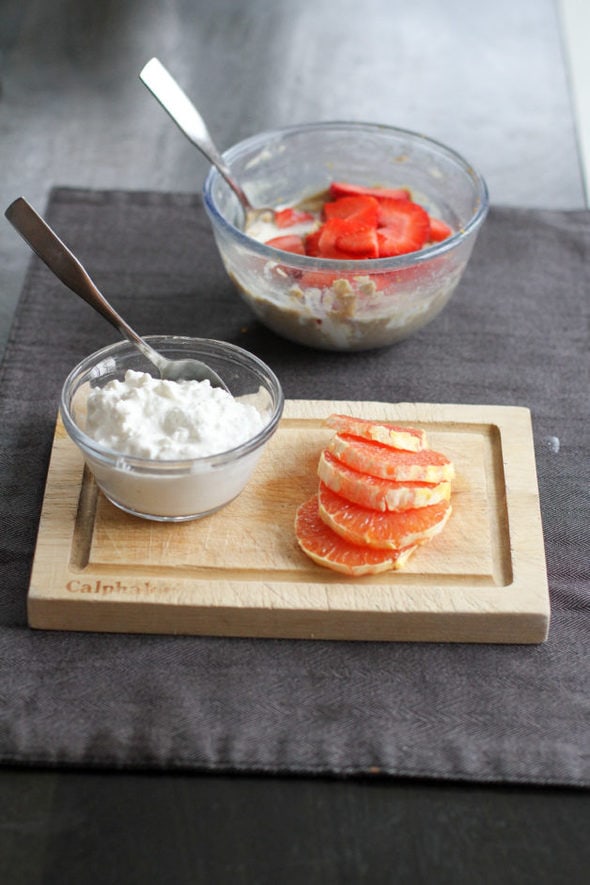 Oatmeal with fruit.