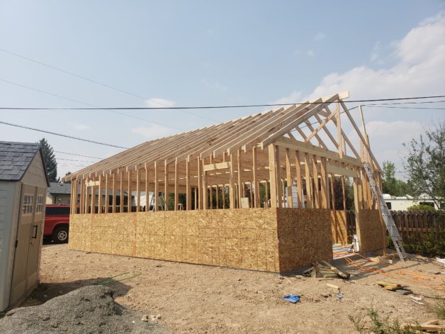 Reese's garage under construction.