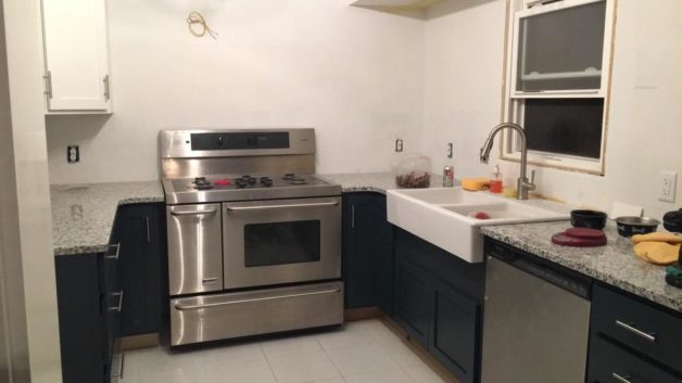 Reese's kitchen with a stainless steel oven.