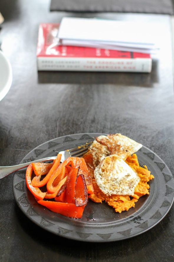 lunch | peppers, eggs, sweet potatoes.