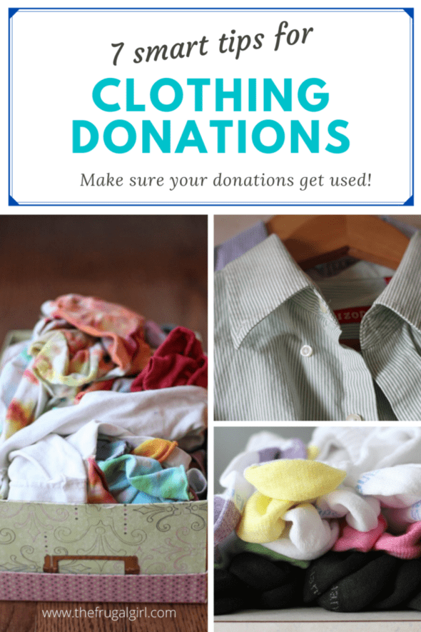 Pinterest image for 7 tips about clothing donations.